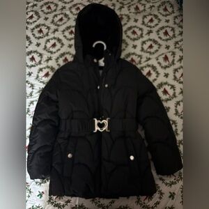 Primark Black Kids Puffer Jacket with Heart Buckle